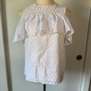Michael Kors Lace Ruffle Cold Shoulder Dainty Feminine Small Blouse